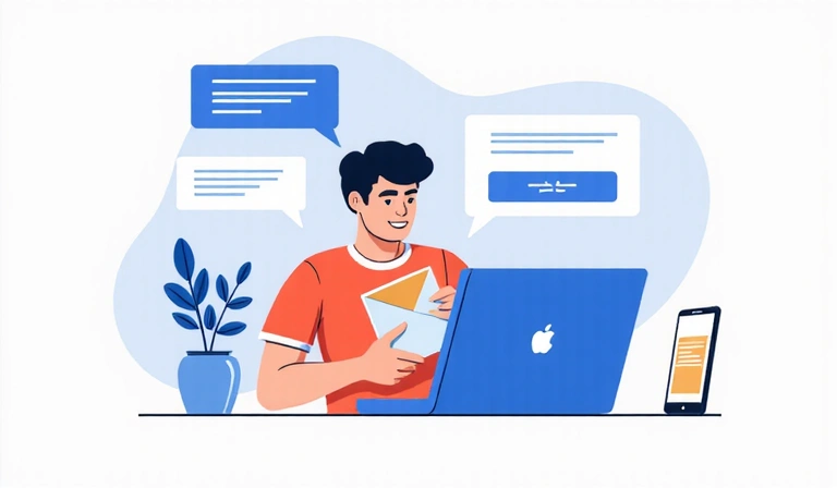 Illustration of a person checking an envelope and digital notifications, symbolizing prompt responses to official requests.