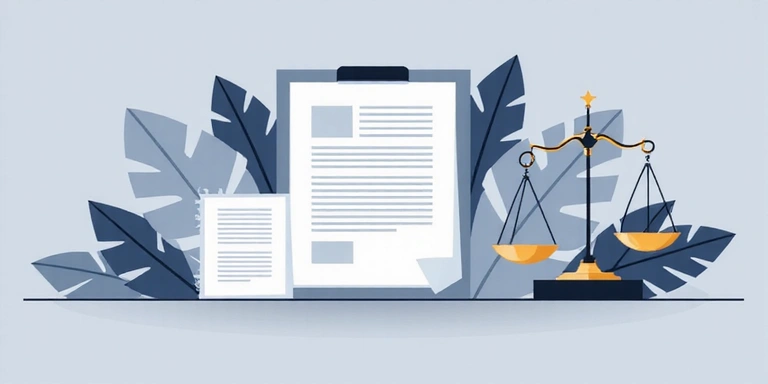 Abstract image of legal documents and scales of justice